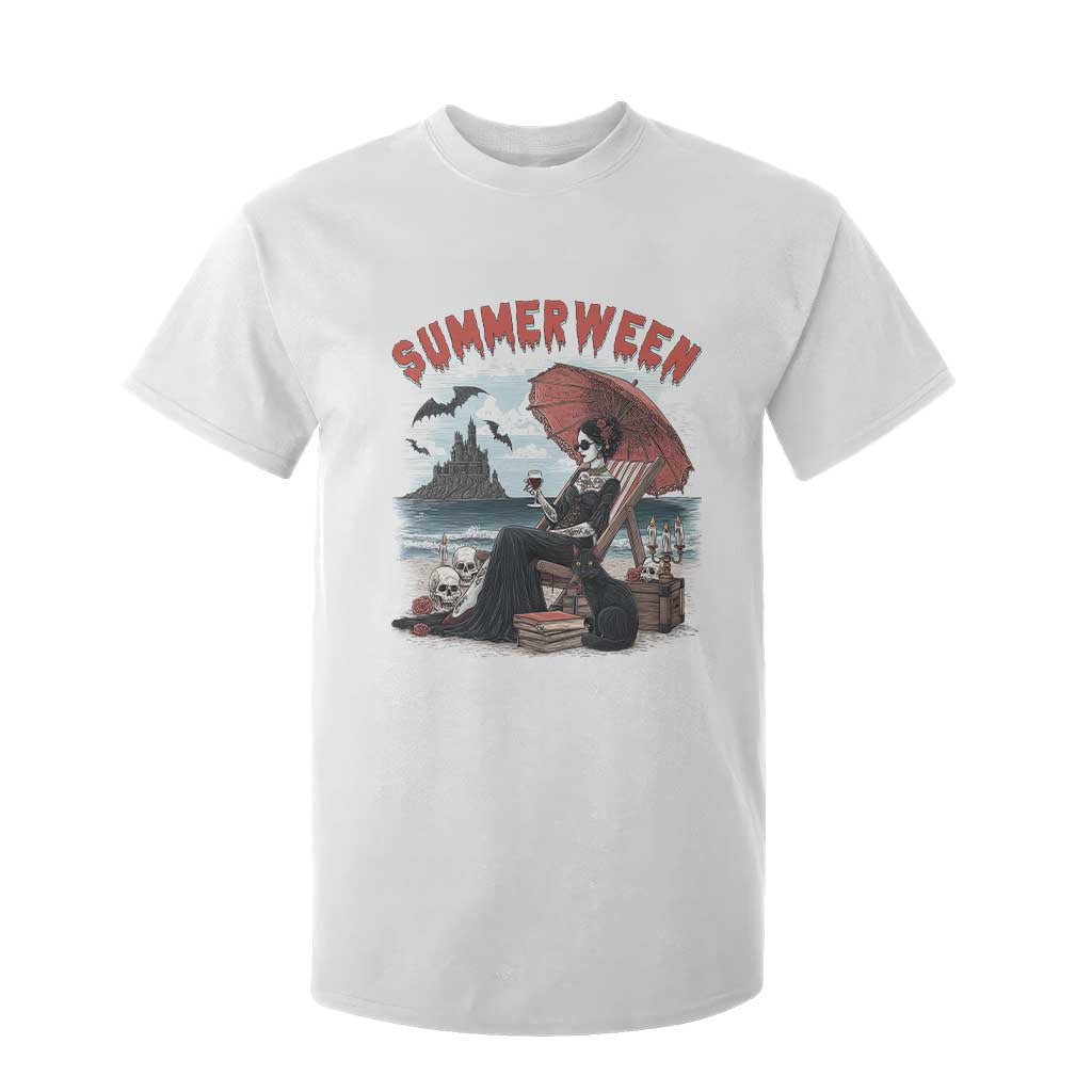 Gothic Summerween T Shirt For Kid Spooky Summer Halloween Horror Character TS02 White Print Your Wear