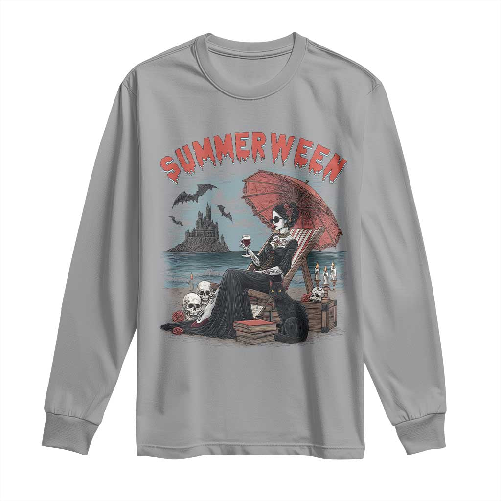 Gothic Summerween Long Sleeve Shirt Spooky Summer Halloween Horror Character TS02 Sport Gray Print Your Wear