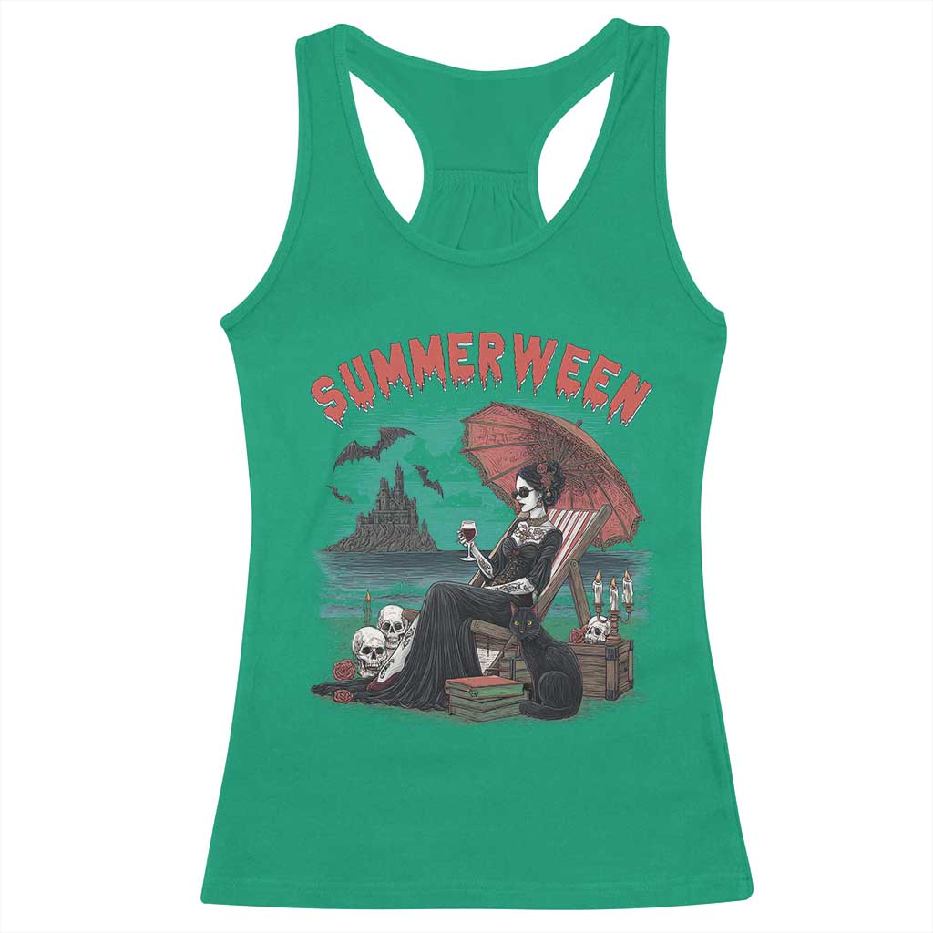 Gothic Summerween Racerback Tank Top Spooky Summer Halloween Horror Character TS02 Irish Green Print Your Wear