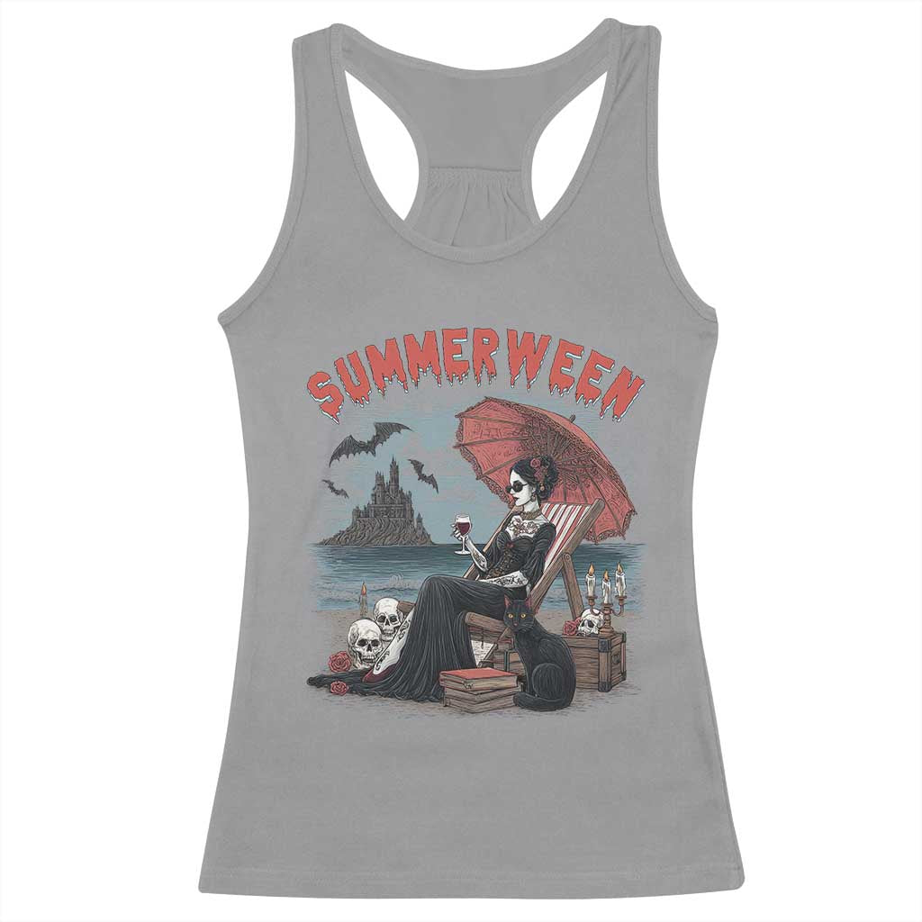 Gothic Summerween Racerback Tank Top Spooky Summer Halloween Horror Character TS02 Sport Gray Print Your Wear