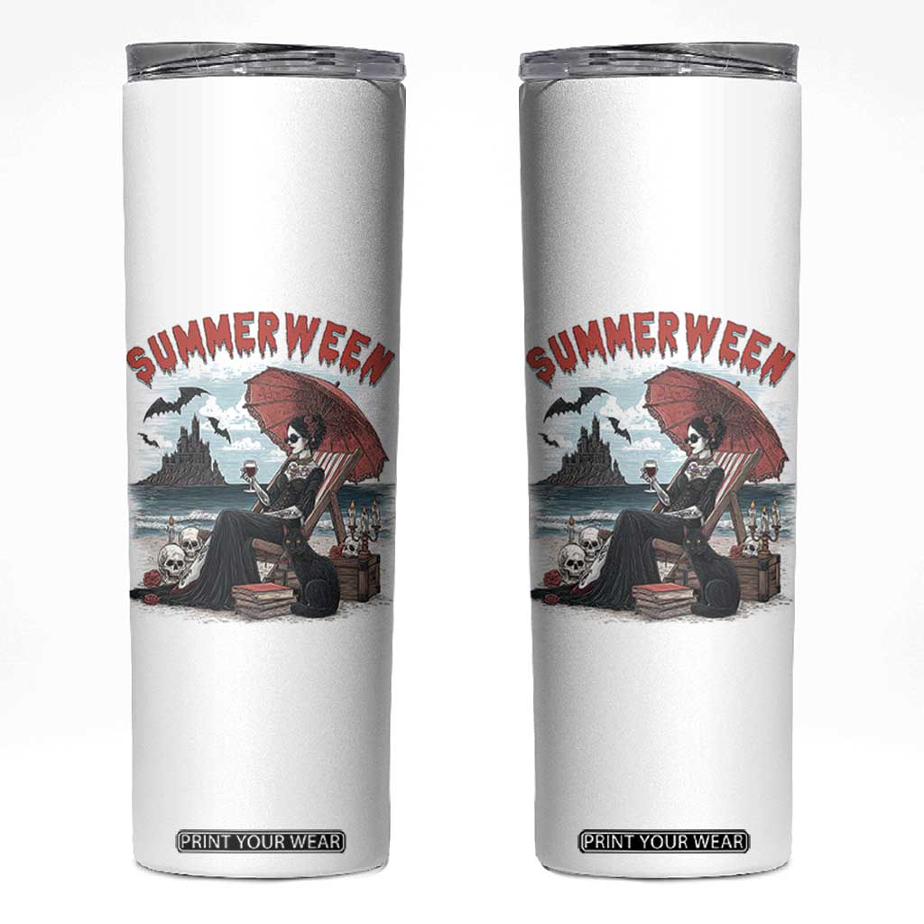 Gothic Summerween Skinny Tumbler Spooky Summer Halloween Horror Character TS02 White Print Your Wear
