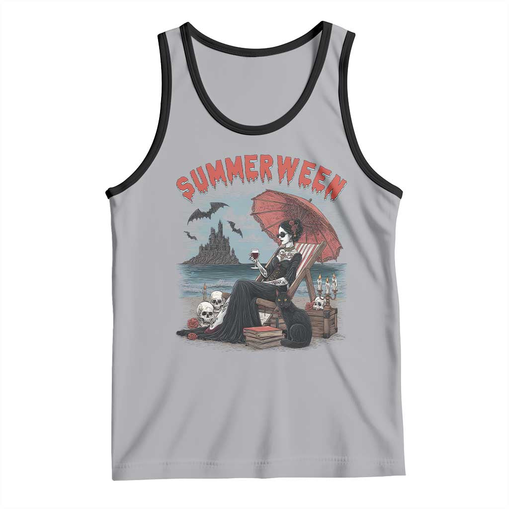 Gothic Summerween Tank Top Spooky Summer Halloween Horror Character TS02 Athletic Heather Black Print Your Wear