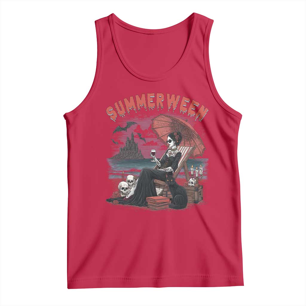 Gothic Summerween Tank Top Spooky Summer Halloween Horror Character TS02 Red Print Your Wear