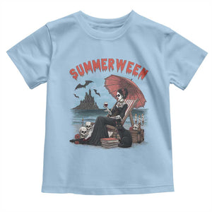 Gothic Summerween Toddler T Shirt Spooky Summer Halloween Horror Character TS02 Light Blue Print Your Wear