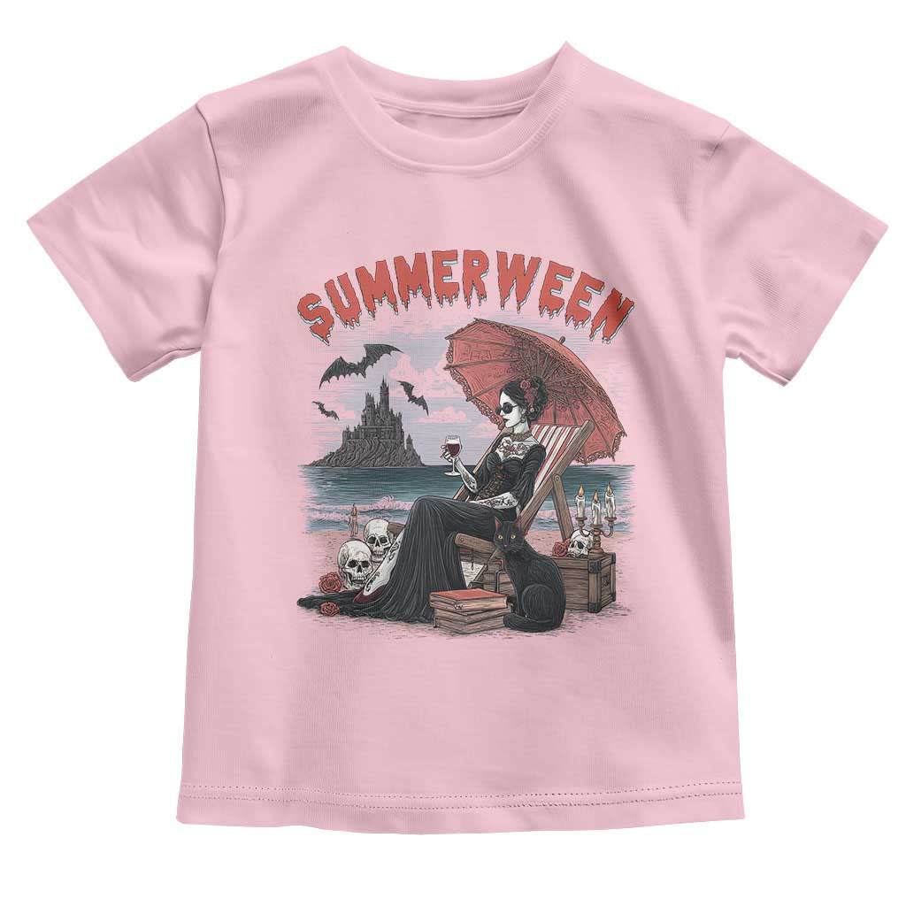 Gothic Summerween Toddler T Shirt Spooky Summer Halloween Horror Character TS02 Light Pink Print Your Wear