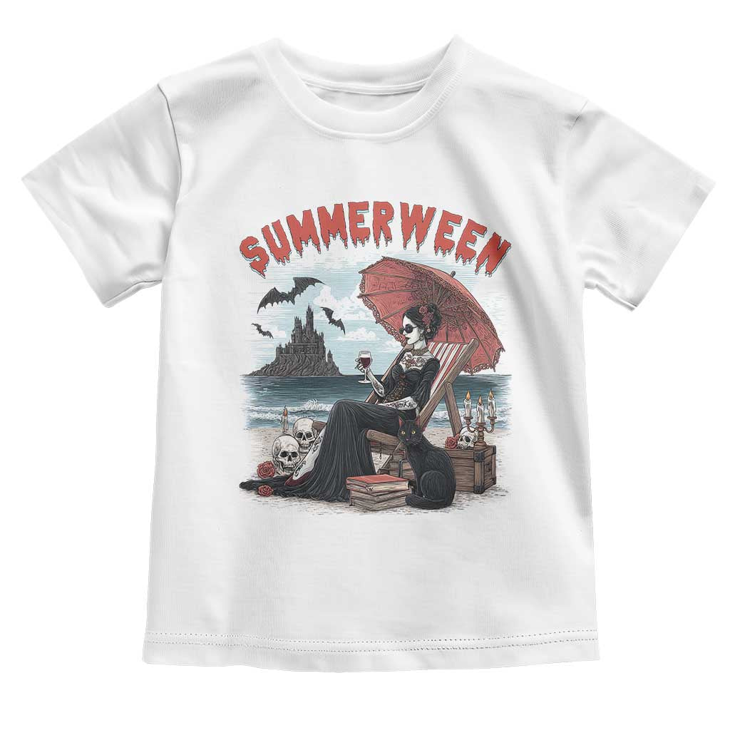 Gothic Summerween Toddler T Shirt Spooky Summer Halloween Horror Character TS02 White Print Your Wear