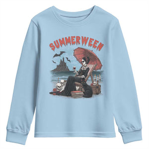 Gothic Summerween Youth Sweatshirt Spooky Summer Halloween Horror Character TS02 Light Blue Print Your Wear