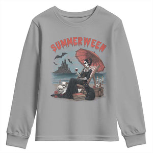 Gothic Summerween Youth Sweatshirt Spooky Summer Halloween Horror Character TS02 Sport Gray Print Your Wear