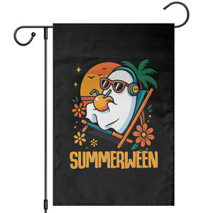 Tropical Summerween Boo Sheet Garden Flag Funny Ghost Halloween Summer Beach Vibes TS02 Black Print Your Wear