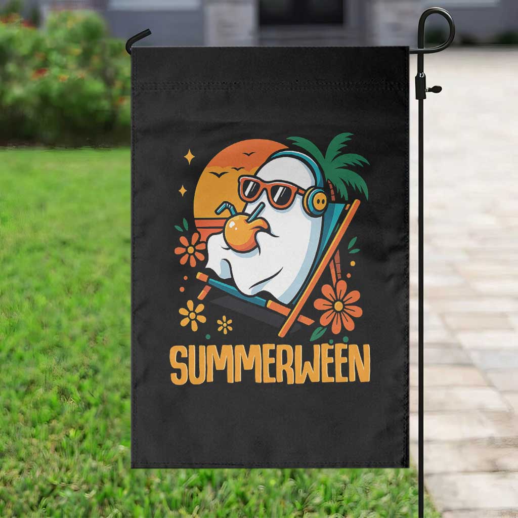 Tropical Summerween Boo Sheet Garden Flag Funny Ghost Halloween Summer Beach Vibes TS02 Print Your Wear