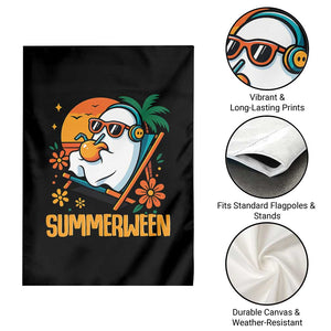 Tropical Summerween Boo Sheet Garden Flag Funny Ghost Halloween Summer Beach Vibes TS02 Print Your Wear