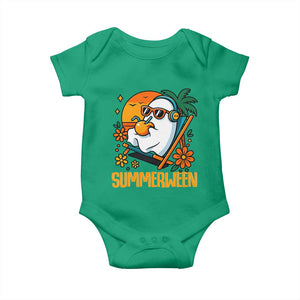 Tropical Summerween Boo Sheet Baby Onesie Funny Ghost Halloween Summer Beach Vibes TS02 Irish Green Print Your Wear