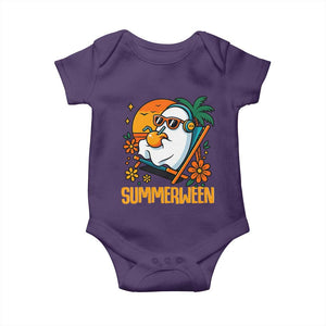 Tropical Summerween Boo Sheet Baby Onesie Funny Ghost Halloween Summer Beach Vibes TS02 Purple Print Your Wear