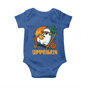 Tropical Summerween Boo Sheet Baby Onesie Funny Ghost Halloween Summer Beach Vibes TS02 Royal Blue Print Your Wear