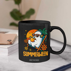Tropical Summerween Boo Sheet Coffee Mug Funny Ghost Halloween Summer Beach Vibes TS02 Print Your Wear