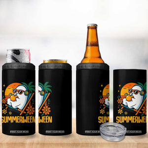 Tropical Summerween Boo Sheet 4 in 1 Can Cooler Tumbler Funny Ghost Halloween Summer Beach Vibes TS02 Print Your Wear