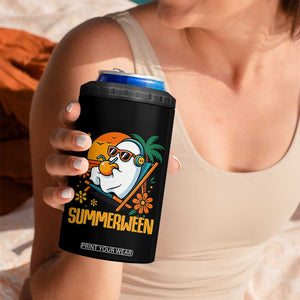 Tropical Summerween Boo Sheet 4 in 1 Can Cooler Tumbler Funny Ghost Halloween Summer Beach Vibes TS02 Print Your Wear