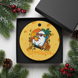 Tropical Summerween Boo Sheet Ceramic Ornament Funny Ghost Halloween Summer Beach Vibes TS02 1pc Yellow Cheese Print Your Wear