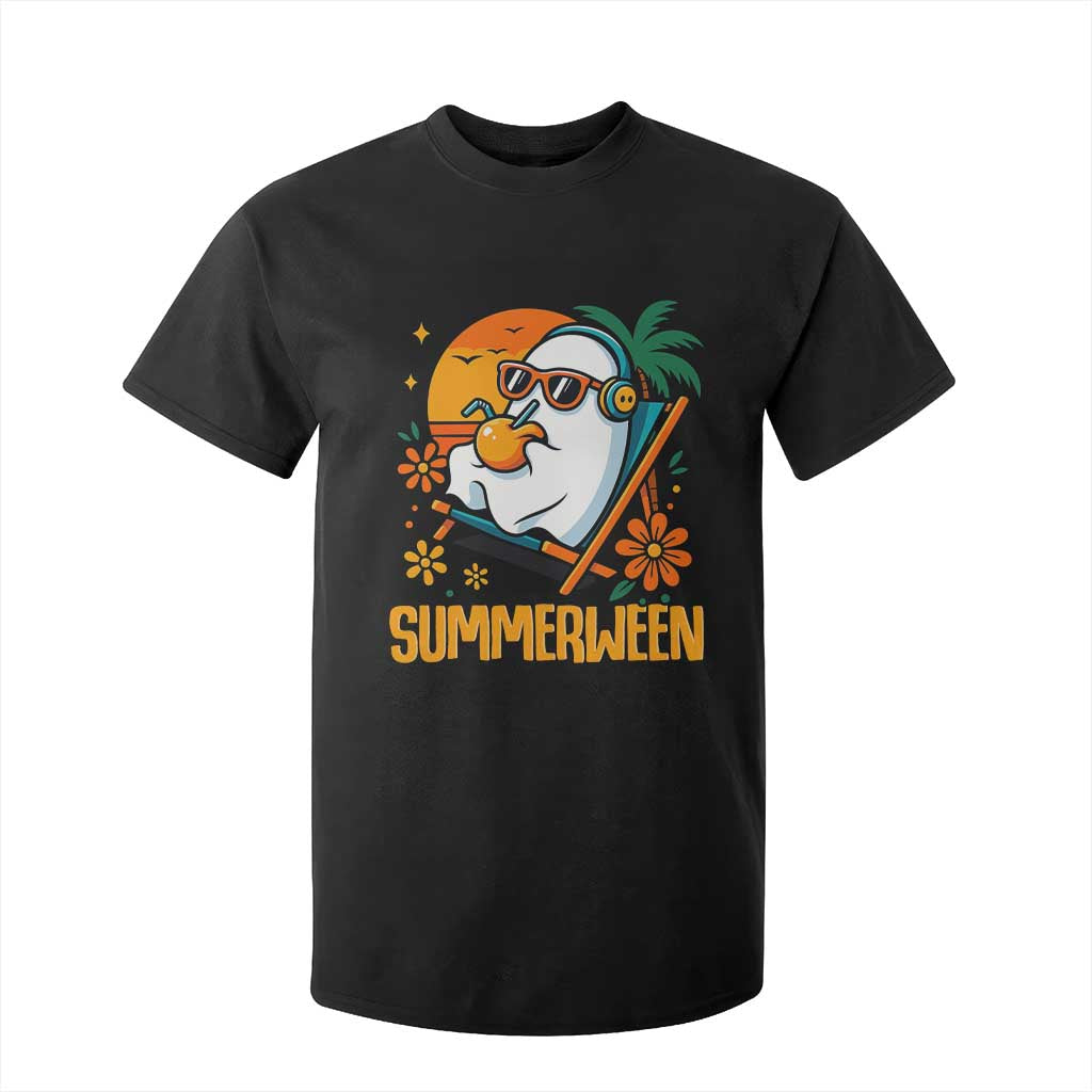 Tropical Summerween Boo Sheet T Shirt For Kid Funny Ghost Halloween Summer Beach Vibes TS02 Black Print Your Wear