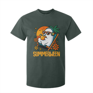 Tropical Summerween Boo Sheet T Shirt For Kid Funny Ghost Halloween Summer Beach Vibes TS02 Dark Forest Green Print Your Wear