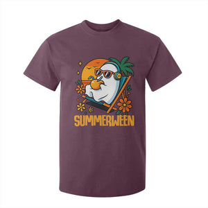 Tropical Summerween Boo Sheet T Shirt For Kid Funny Ghost Halloween Summer Beach Vibes TS02 Maroon Print Your Wear
