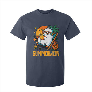 Tropical Summerween Boo Sheet T Shirt For Kid Funny Ghost Halloween Summer Beach Vibes TS02 Navy Print Your Wear