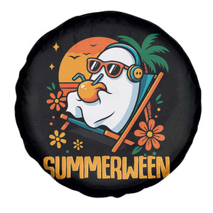 Tropical Summerween Boo Sheet Spare Tire Cover Funny Ghost Halloween Summer Beach Vibes TS02 Print Your Wear