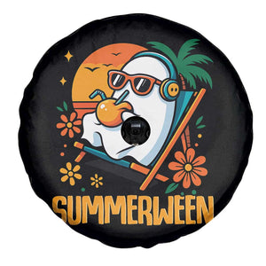 Tropical Summerween Boo Sheet Spare Tire Cover Funny Ghost Halloween Summer Beach Vibes TS02 Print Your Wear