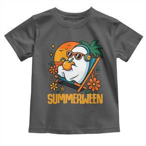 Tropical Summerween Boo Sheet Toddler T Shirt Funny Ghost Halloween Summer Beach Vibes TS02 Dark Heather Print Your Wear
