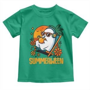 Tropical Summerween Boo Sheet Toddler T Shirt Funny Ghost Halloween Summer Beach Vibes TS02 Irish Green Print Your Wear