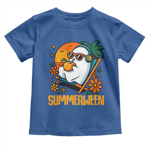 Tropical Summerween Boo Sheet Toddler T Shirt Funny Ghost Halloween Summer Beach Vibes TS02 Royal Blue Print Your Wear