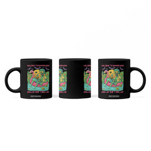 Summerween Zombie Pool Party Coffee Mug Chillin and Thrillin Flamingo Float Summer Halloween TS02 Print Your Wear