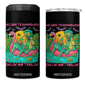 Summerween Zombie Pool Party 4 in 1 Can Cooler Tumbler Chillin and Thrillin Flamingo Float Summer Halloween TS02 One Size: 16 oz Black Print Your Wear