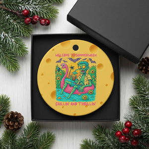 Summerween Zombie Pool Party Ceramic Ornament Chillin and Thrillin Flamingo Float Summer Halloween TS02 1pc Yellow Cheese Print Your Wear
