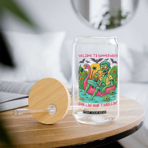 Summerween Zombie Pool Party Glass Can Chillin and Thrillin Flamingo Float Summer Halloween TS02 Print Your Wear