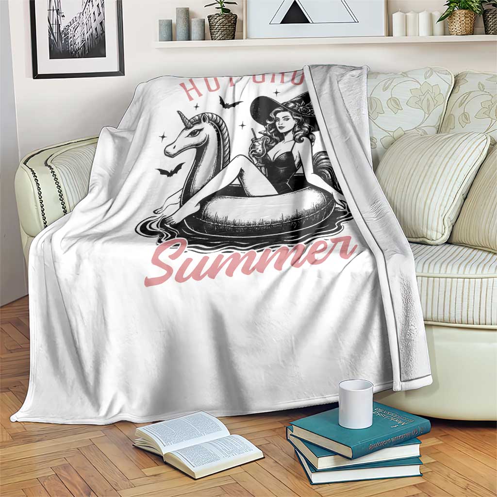 Hot Ghoul Summer Throw Blanket Retro Pin Up Witch Summerween Summer Beach Halloween Vibes TS02 Print Your Wear
