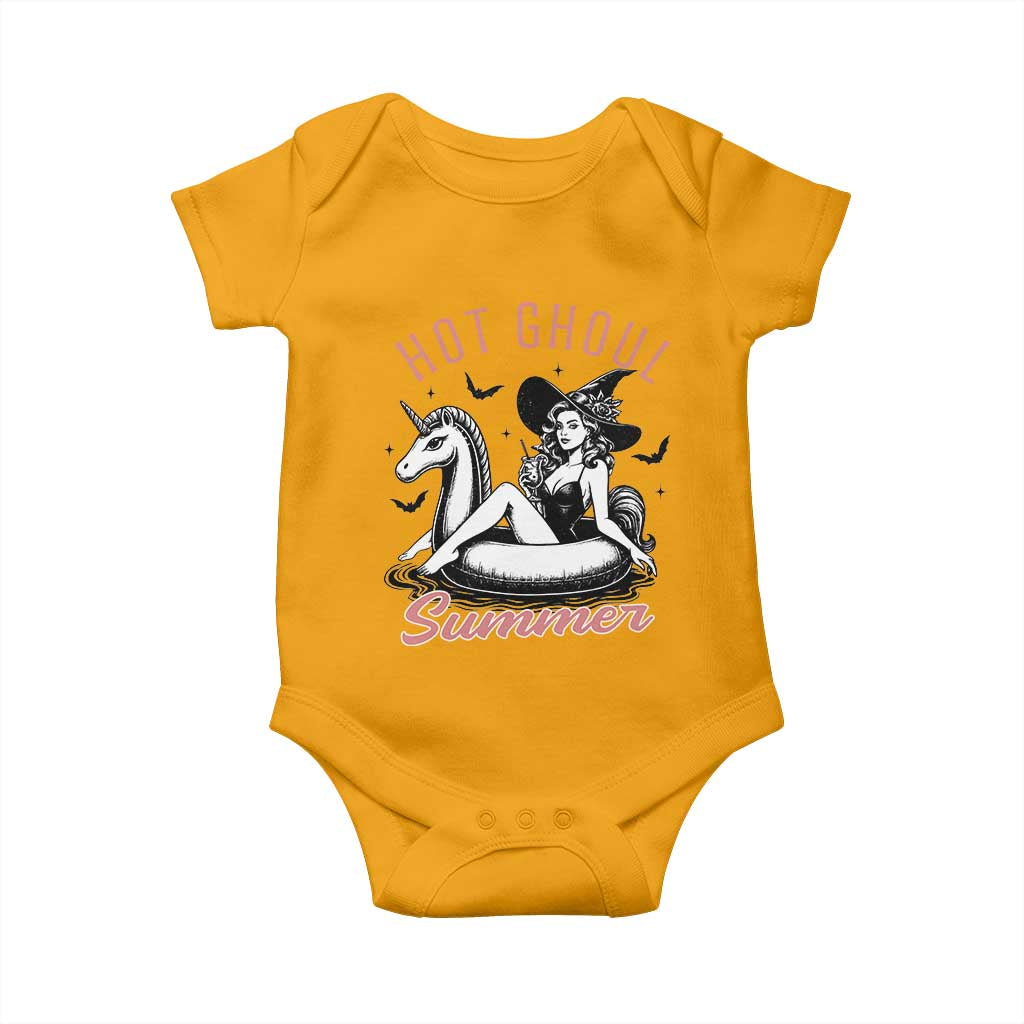 Hot Ghoul Summer Baby Onesie Retro Pin Up Witch Summerween Summer Beach Halloween Vibes TS02 Gold Print Your Wear