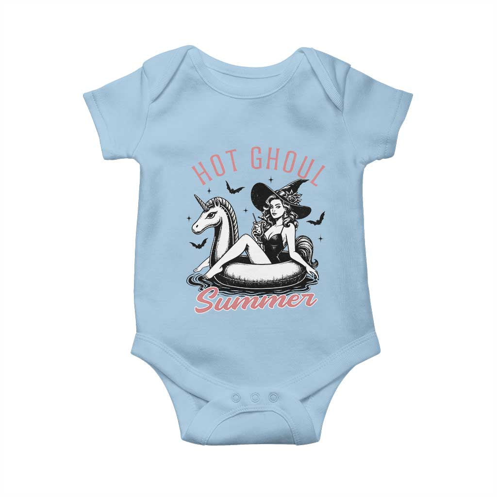 Hot Ghoul Summer Baby Onesie Retro Pin Up Witch Summerween Summer Beach Halloween Vibes TS02 Light Blue Print Your Wear