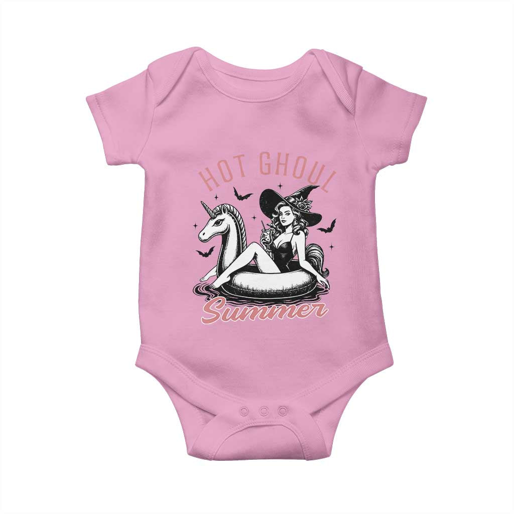 Hot Ghoul Summer Baby Onesie Retro Pin Up Witch Summerween Summer Beach Halloween Vibes TS02 Light Pink Print Your Wear