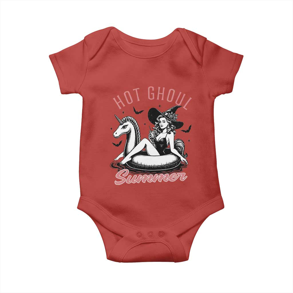 Hot Ghoul Summer Baby Onesie Retro Pin Up Witch Summerween Summer Beach Halloween Vibes TS02 Red Print Your Wear