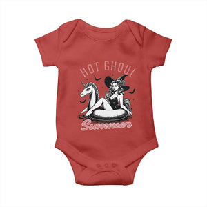 Hot Ghoul Summer Baby Onesie Retro Pin Up Witch Summerween Summer Beach Halloween Vibes TS02 Red Print Your Wear