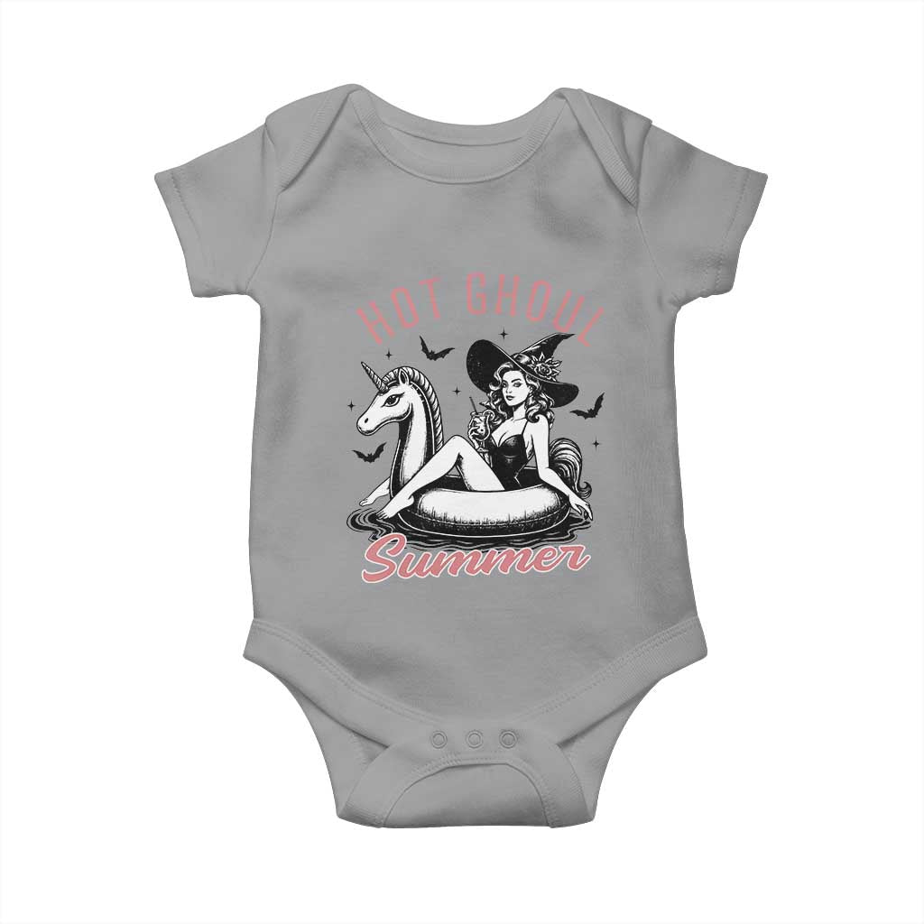 Hot Ghoul Summer Baby Onesie Retro Pin Up Witch Summerween Summer Beach Halloween Vibes TS02 Sport Gray Print Your Wear