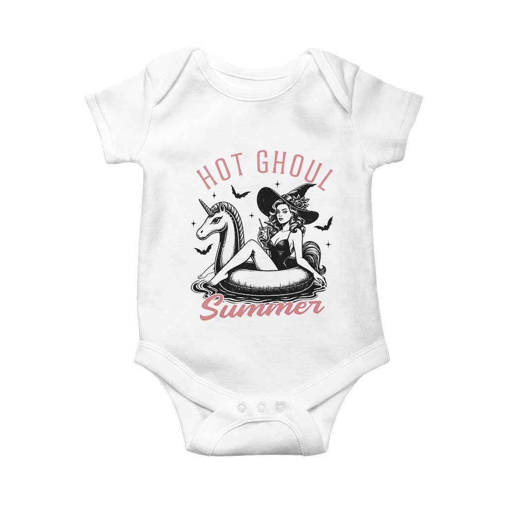 Hot Ghoul Summer Baby Onesie Retro Pin Up Witch Summerween Summer Beach Halloween Vibes TS02 White Print Your Wear