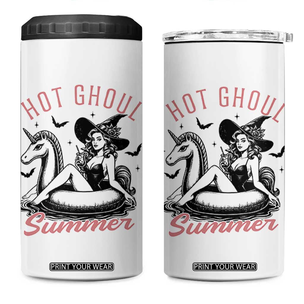 Hot Ghoul Summer 4 in 1 Can Cooler Tumbler Retro Pin Up Witch Summerween Summer Beach Halloween Vibes TS02 One Size: 16 oz White Print Your Wear