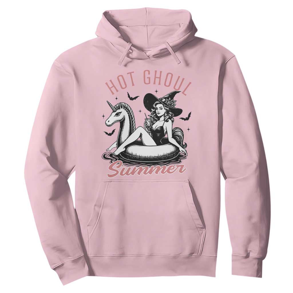 Hot Ghoul Summer Hoodie Retro Pin Up Witch Summerween Summer Beach Halloween Vibes TS02 Light Pink Print Your Wear