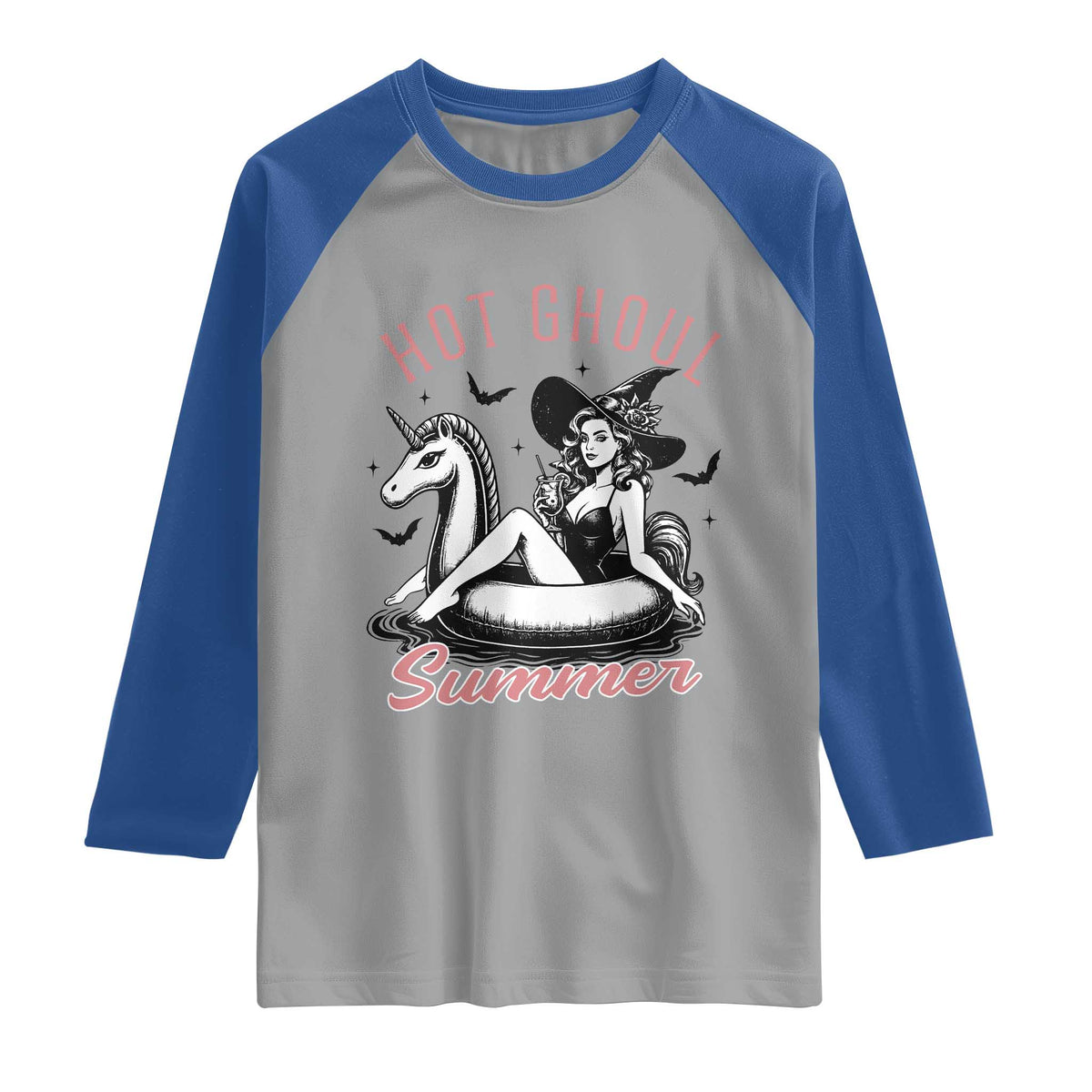 Hot Ghoul Summer Raglan Shirt Retro Pin Up Witch Summerween Summer Beach Halloween Vibes