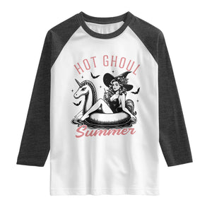 Hot Ghoul Summer Raglan Shirt Retro Pin Up Witch Summerween Summer Beach Halloween Vibes