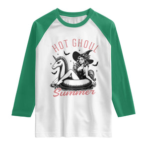 Hot Ghoul Summer Raglan Shirt Retro Pin Up Witch Summerween Summer Beach Halloween Vibes
