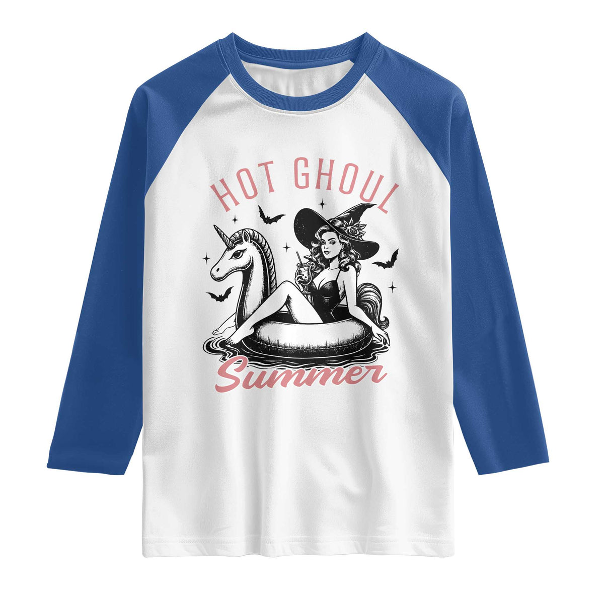 Hot Ghoul Summer Raglan Shirt Retro Pin Up Witch Summerween Summer Beach Halloween Vibes
