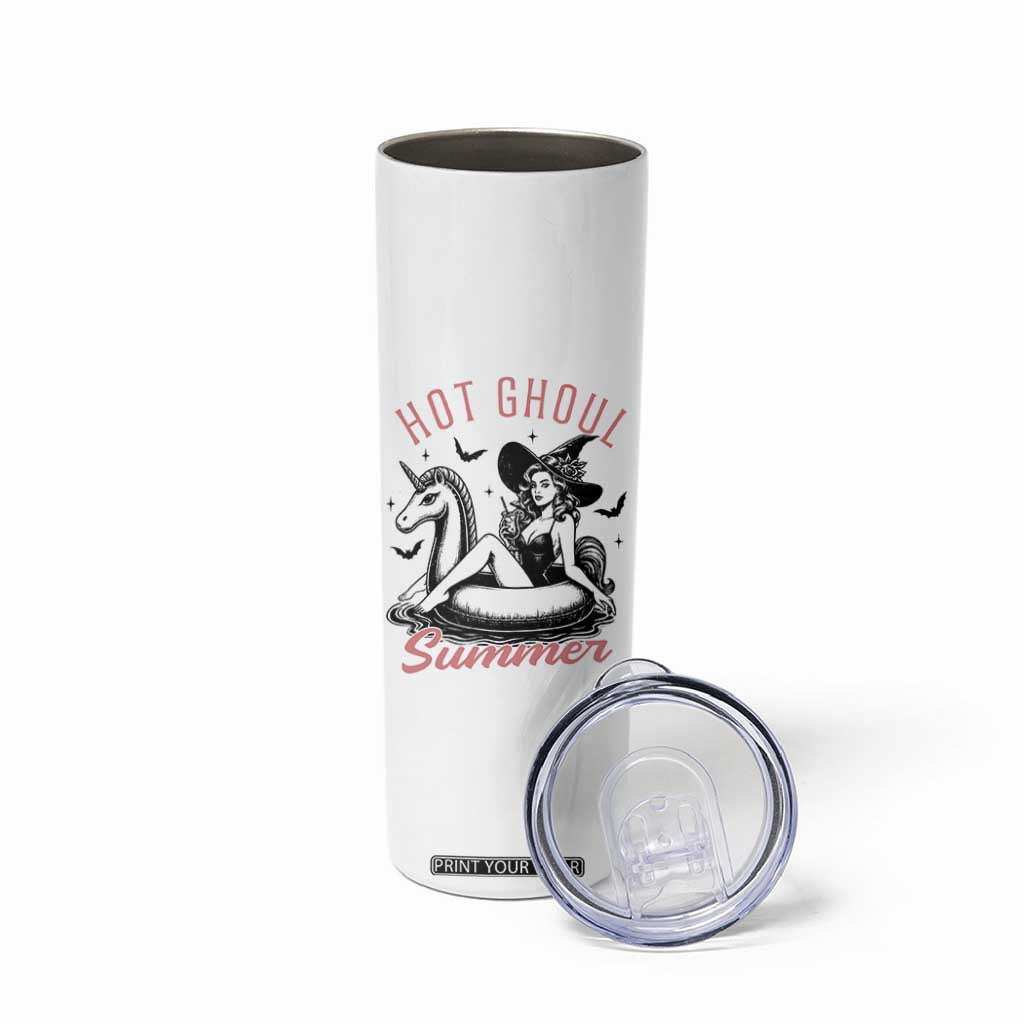 Hot Ghoul Summer Skinny Tumbler Retro Pin Up Witch Summerween Summer Beach Halloween Vibes TS02 Print Your Wear